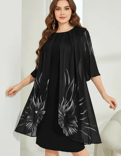Vestido Fiesta Talla Grande  Negro Vg 48