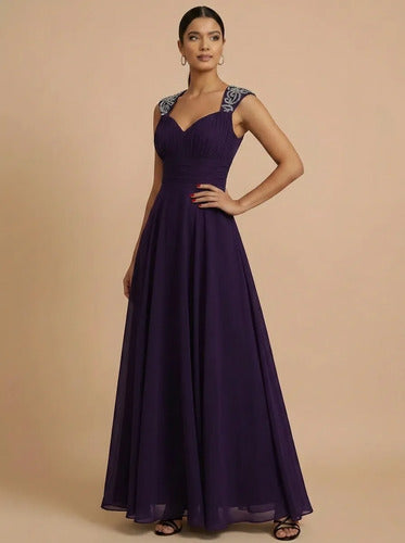 Vestido largo evasé hombros descubiertos