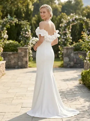 Vestido de novia sirena con cuello bote