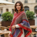 Poncho Tejido Chal De Punto Tapado Mujer