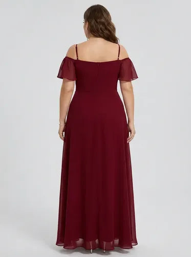 Vestido largo de fiesta talla grande hombros descubiertos