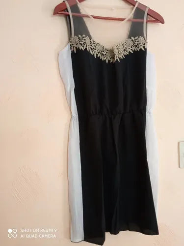 Vestido Negro Transparencia En Espalda  Va 48 Negro M