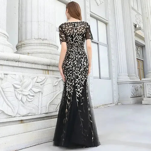 Vestido Fiesta Largo Lentejuelas Manguita Talla Ep 131