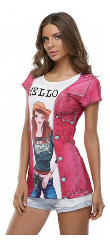 Polera Mujer Estampada Multicolor S