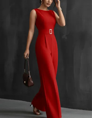 Mono de fiesta rojo sin mangas y largo