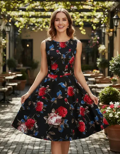 Vestido Vintage Pin Up, Negro Años 50,  Va 193