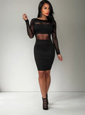 Vestido Negro Ajustado Con Transparencias Vs 09