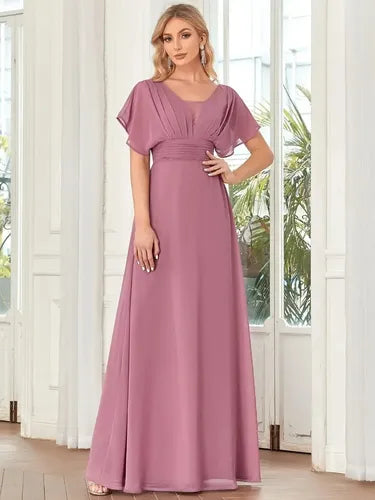 Vestido Fiesta Largo Gasa  Manga  Ep 189c