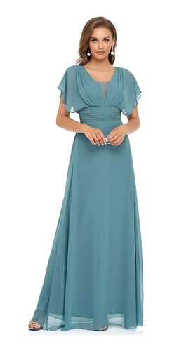 Vestido Fiesta Largo Gasa  Manga  Ep 189c