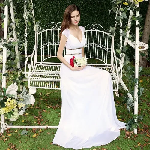 Vestidos Fiesta Gasa Novia Gala Espalda Descubierta Ep 67c Blanco 6