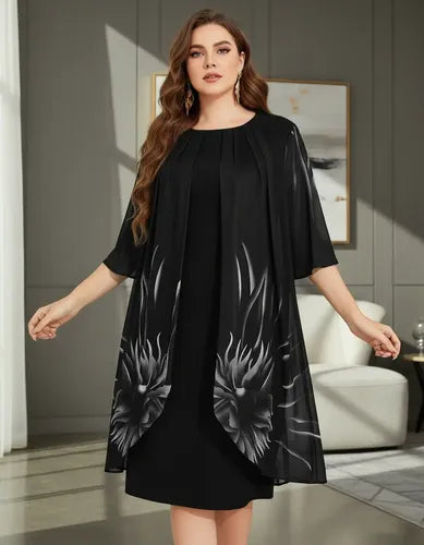 Vestido Fiesta Talla Grande  Negro Vg 48