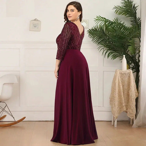 Vestido Fiesta Largo Matrimonio Talla Grande Ep 172