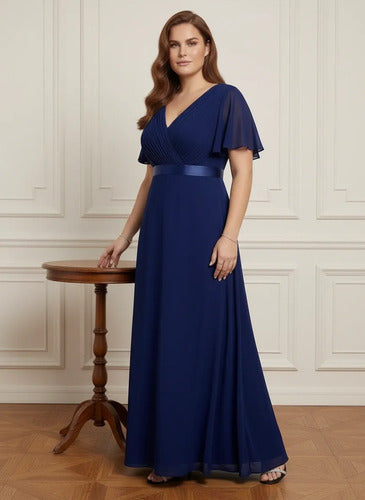 Vestido evasé largo al tobillo burdeo talla grande