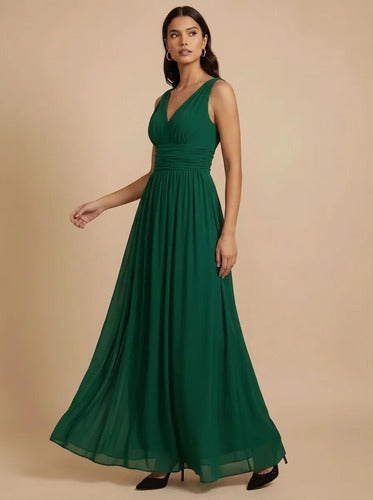 Vestido de gasa largo hombros descubiertos
