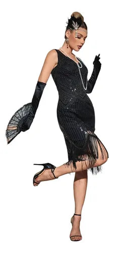 Vestido Baile Retro Gatsby Años 20 Charleston Diadema Va 622