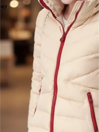 Parka Color Crema Larga Mujer Crema S