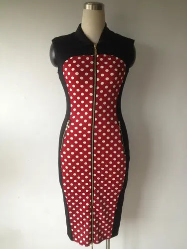 Vestido Negro Con Rojo Ajustado Va 144 Rojo M