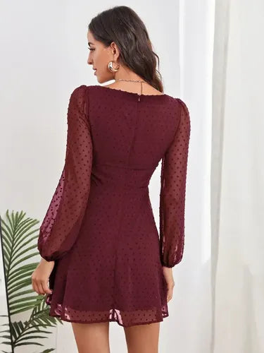 Vestido Escote Cuadrado Entallado Acampanado Va 479