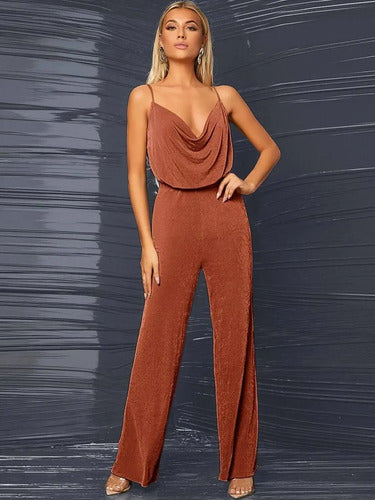 Entero Jumpsuit Mono Negro Fiesta  El 68 Marrón Claro M
