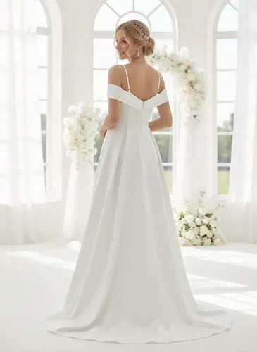 Vestido de novia princesa de satén marfil
