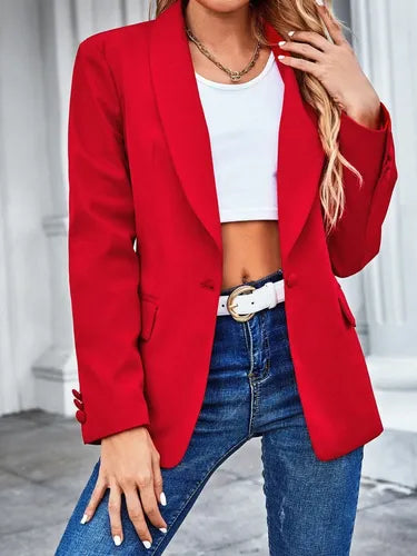 Bolero Blazer Tapado Fiesta Cuello Esmoquin Bb 21 Rojo S