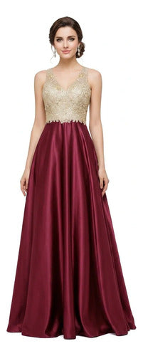 Vestido largo de fiesta en satín halter
