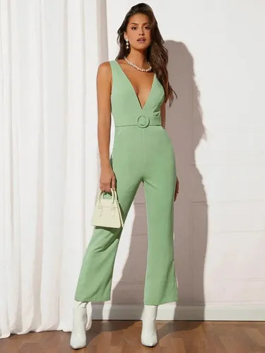 Entero Jumpsuit Mono Escote Profundo Bolsillos Fiesta  El 96