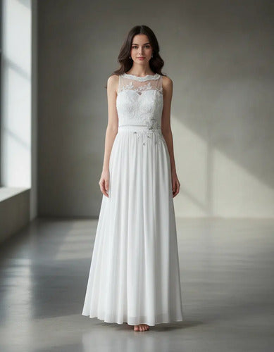 Vestido Gasa De Novia Aplicaciones Ne 01