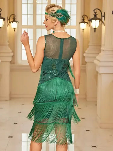 Vestido vintage charleston años 20 escote V