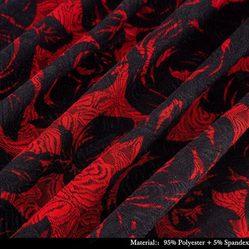 Vestido Negro Con Rojo Ajustado Va 312