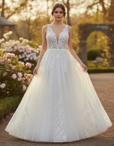 Vestido De Novia Nuevo Transparencia Delpilar Modelo Nm 03 Blanco 12