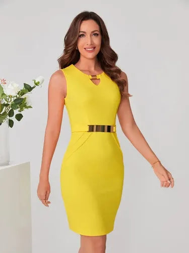 Vestido Formal Coctel Oficina Cinturón Va 517