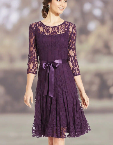 Vestido Purpura De Encajes Ve 61 Violeta 40
