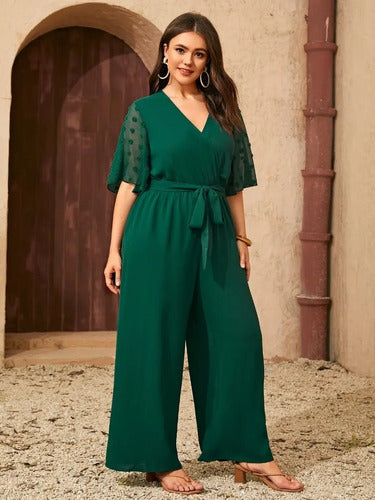 Entero Jumpsuit Talla Grande Con Cinturón Vg 121