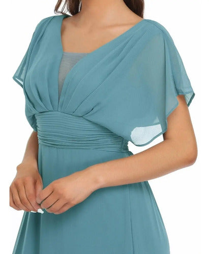 Vestido Fiesta Largo Gasa  Manga  Ep 189c