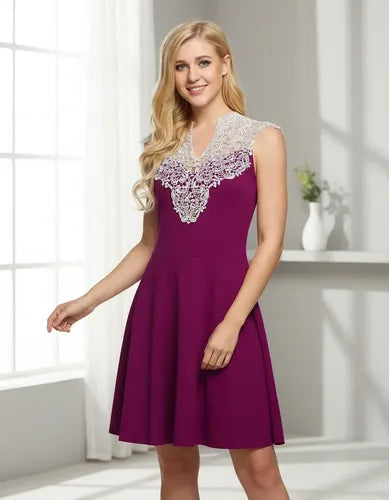 Vestido Burdeo  Y Purpura Tallas Grande Va 66