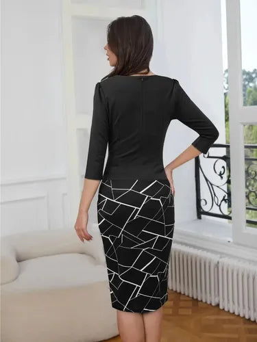 Vestido Formal Coctel Oficina Manga 3/4 Va 421