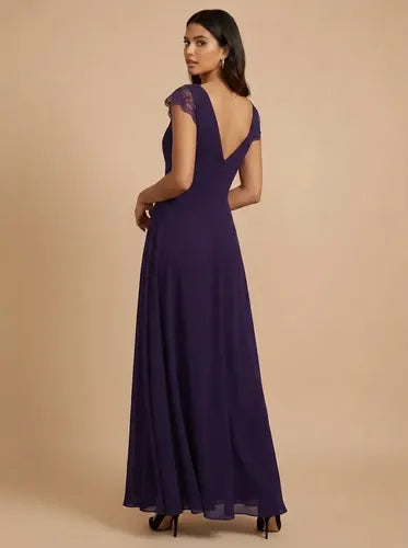 Vestido largo gasa hombros descubiertos