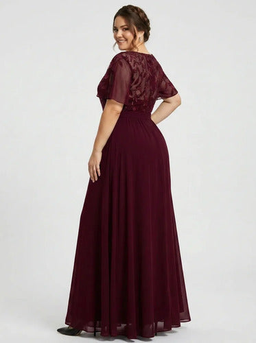 Vestido largo de fiesta gasa multicolor talla grande