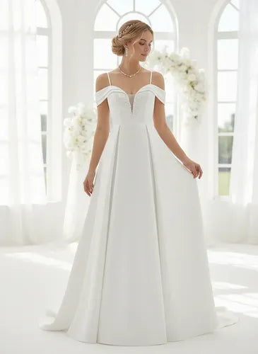 Vestido de novia princesa de satén marfil