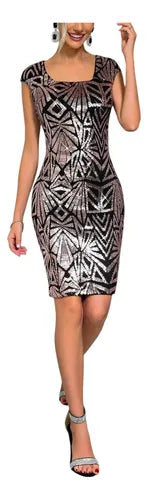 Vestido Corto Fiesta Lentejuelas Ajustado Vl 64