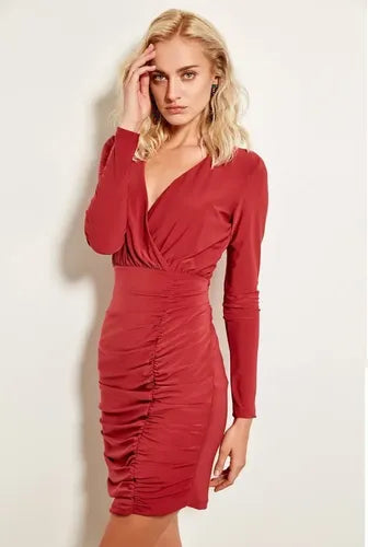 Vestido Corto Casual Manga Larga Cóctel Td 27