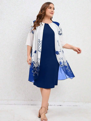 Vestido Fiesta Talla Grande Estampado Floral Vg 131