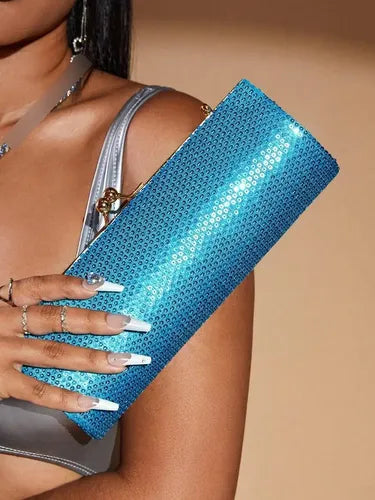 Cartera Brillos Fiesta Coctel Día Noche Clutch Mano Ct 12 Azul