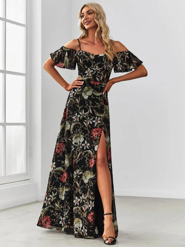 Vestido Fiesta Largo Graduación Hombros Descubierto Ep 199 Negro 4