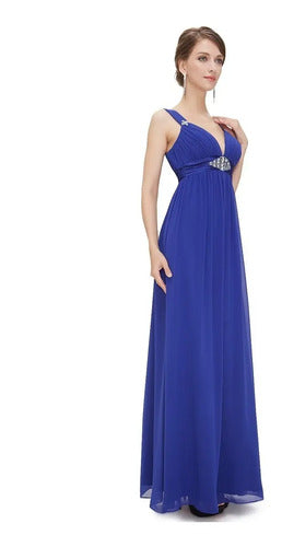 Vestido Mujer De Fiesta Largo Matrimonio Gasa Ep 09 Azul 6