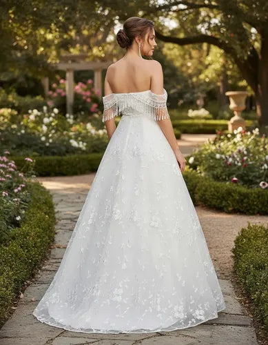 Vestido De Novia Sin Hombros Elegante Romántico Ns 18 Blanco M