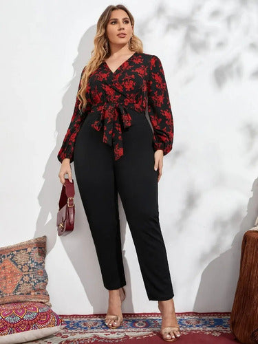 Entero Jumpsuit Mono Manga Larga Talla Grande El 57g