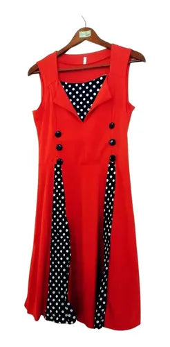 Vestido Vintage Pin Up Rojo Burdeo Va 407
