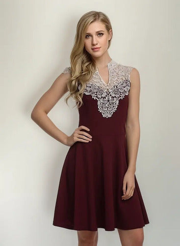 Vestido Burdeo  Y Purpura Tallas Grande Va 66